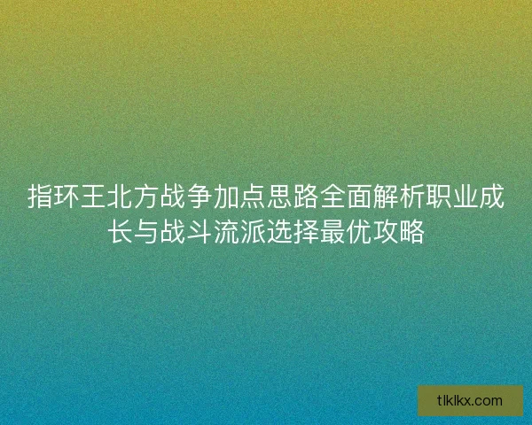 指环王北方战争加点思路全面解析职业成长与战斗流派选择最优攻略
